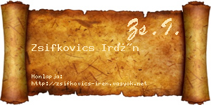 Zsifkovics Irén névjegykártya